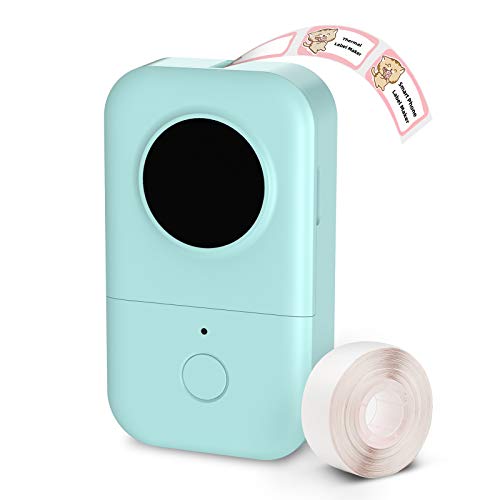 Phomemo D30 Label Maker Machine with Tape, Portable Bluetooth Label Printer, Small Smart Phone Handheld Sticker Mini Labeler Multiple Templates Font Icon Easy to Use Inkless Rechargeable F Office Home - Green