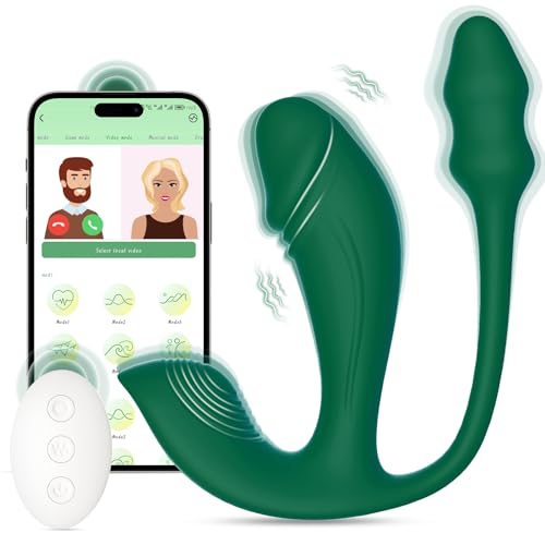 MIDUSHA Adult Sex Toys - Vibrator Dildo and Anal Plug 3 in 1, App and Remote Control Vibrator with 6x6x6 Modes, Combination of Wearable Panty Vibrator & G Spot Vibrator, Remote Control Vibe for Woman - Green