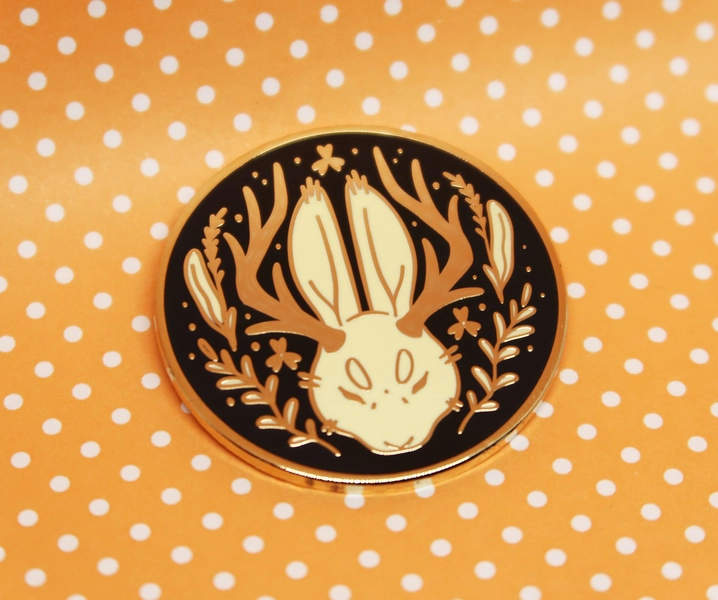 Floral Jackalope Enamel Pin