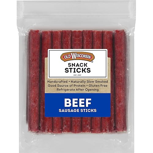 Old Wisconsin Beef Sausage Snack Sticks, Naturally Smoked, Ready to Eat, High Protein, Low Carb, Keto, Gluten Free, 26 Ounce Resealable Package - 26 Ounce (Pack of 1)