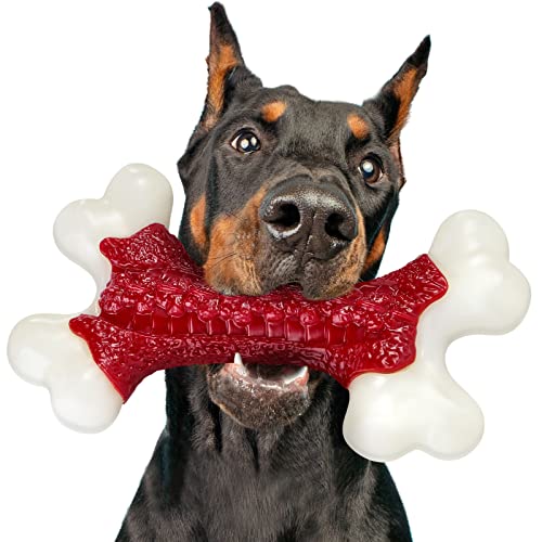 Kseroo Tough Dog Toys, Toys for Aggressive Chewers Large Breed, Chew Dogs, Bone Toy Nylon Dogs Extreme Indestructible - Beef - 1 Count (Pack of 1)