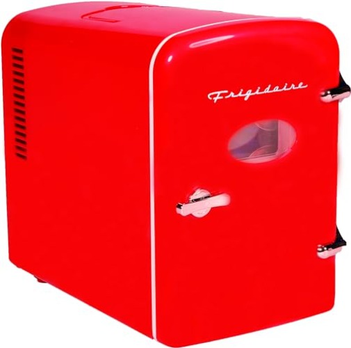 Frigidaire EFMIS129-RED Mini Portable Compact Personal Fridge Cooler, 1 Gallons, 6 Cans - RED - Cooler
