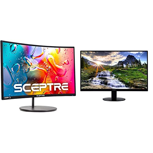 Sceptre 24-inch Curved Gaming Monitor (C248W-1920RN Series) and Acer 21.5 Inch Full HD (1920 x 1080) IPS Ultra-Thin Zero Frame Computer Monitor (SB220Q bi) - Monitor - Monitor + 21.5'' Zero Frame Monitor