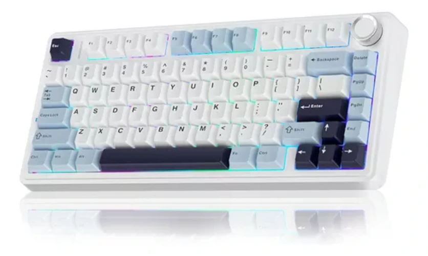 Teclado mecánico inalámbrico Aula F75, teclado azul, color blanco, idioma inglés, uso internacional