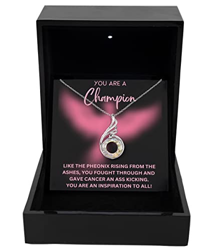 Breast Cancer Survivor Gift for Women 2023, 5 Year Breast Cancer Survivor Gifts, 5 Year Cancer Survivor Gifts, Breast Cancer Survivor Necklace - Rising Phoenix Necklace Luxury Box