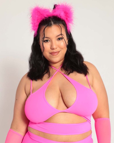 Recycled Fabric Psychedelic Paradise Cut Out Top | Hot Pink / 2X