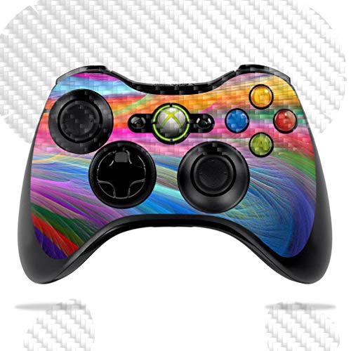 MightySkins Carbon Fiber Skin for Microsoft Xbox 360 Controller - Rainbow Waves | Protective, Durable Textured Carbon Fiber Finish | Easy to Apply, Remove, and Change Styles | Made in The USA - Rainbow Waves