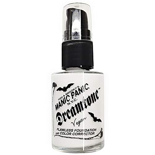 MANIC PANIC Dreamtone Flawless White Liquid Foundation - Full Coverage White Foundation And Color Corrector with Demi Matte Finish - Cosplay, Halloween Makeup, & Everyday Use (0.96oz)