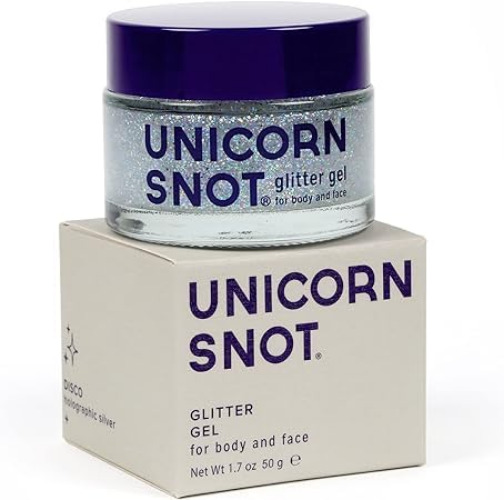 Unicorn Snot Face & Body Glitter - Cosmetic-Grade Holographic Glitter Gel - Glitter Makeup for Festivals, Raves, Anime Cosplay - Safe for Face, Easy Application & Removal, 1.7oz Silver Glitter (Disco) - Disco