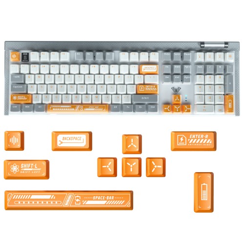 AULA PBT Keycaps, 10 Keys Dye-Sub Custom Keycaps Set for Cherry Gateron MX Switches Mechanical Keyboards, Fashion Cute Keyboard Keycaps (Orange) - Orange (Keycaps Only)