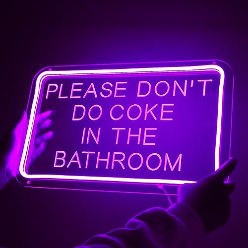 Planzo Please Dont Do Coke In The Bathroom Purple LED Neon Sign USB Home Bedroom Bathroom Game Room Bar Store Wall Decor Sign Birthday Party Christmas Gifts 5V 15.75" X 9.84" Indoors - Purple please don't