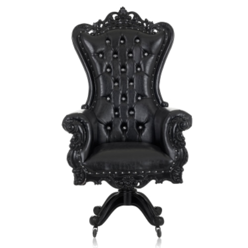 "Queen Tiffany" Swivel Edition Throne Chair - Black / Black