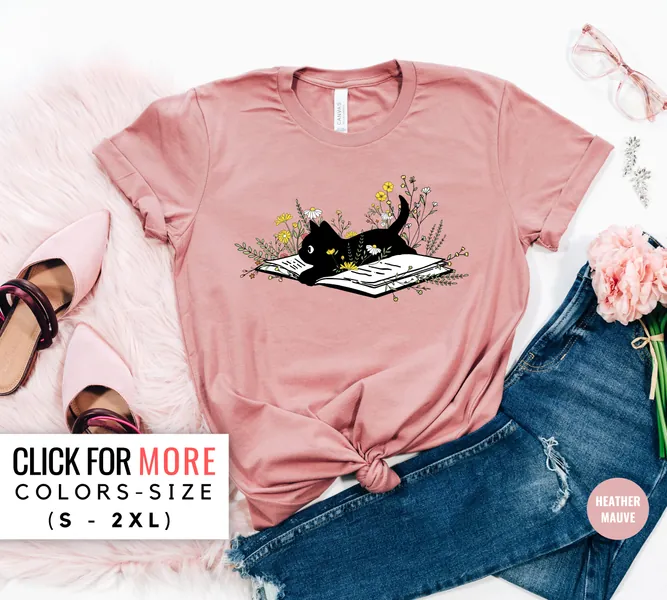Cute Book Cat Shirt 