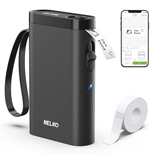Nelko Label Maker Machine with Tape, P21 Bluetooth Label Printer, Wireless Mini Label Makers with Multiple Templates for Organizing Office Home, Black - Black