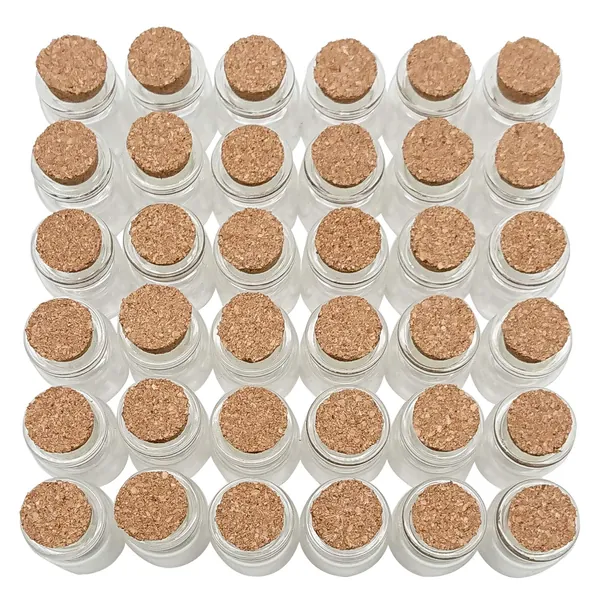 5 mL Cork Stopper Glass Bottles Mini Transparent Glass Bottles 36 Pcs.