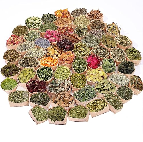 Dried Herbs for Witchcraft Supplies kit, Witch Herbs 60Pcs Set and Dried Herbs and Flowers for Witchcraft Pagan, Rituals, Spells, Lye for soap Making and Candle Wax for Candle Making for Beginner