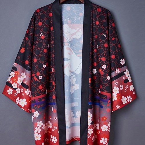 Kimono De Frente Abierto Con Estampado Completo, Kimono De Manga Acampanada Para Primavera Y Verano, Ropa De Mujer
