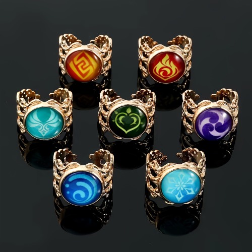 1 pieza, Anillo ajustable con apertura luminosa para hombre, anillo con patrón de siete elementos, regalo de Halloween, regalo de Navidad, regalos nav