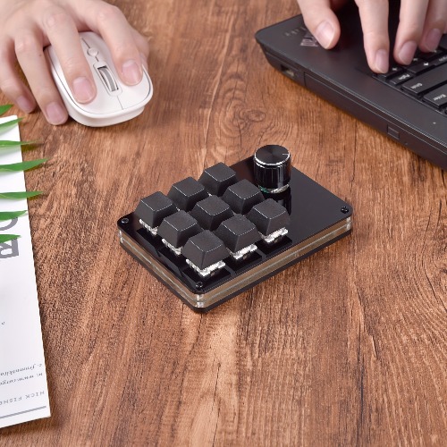 Un Teclado Personalizado Negro De 9 Teclas Con Copiar Y Pegar De Un Solo Toque Y Conexión USB