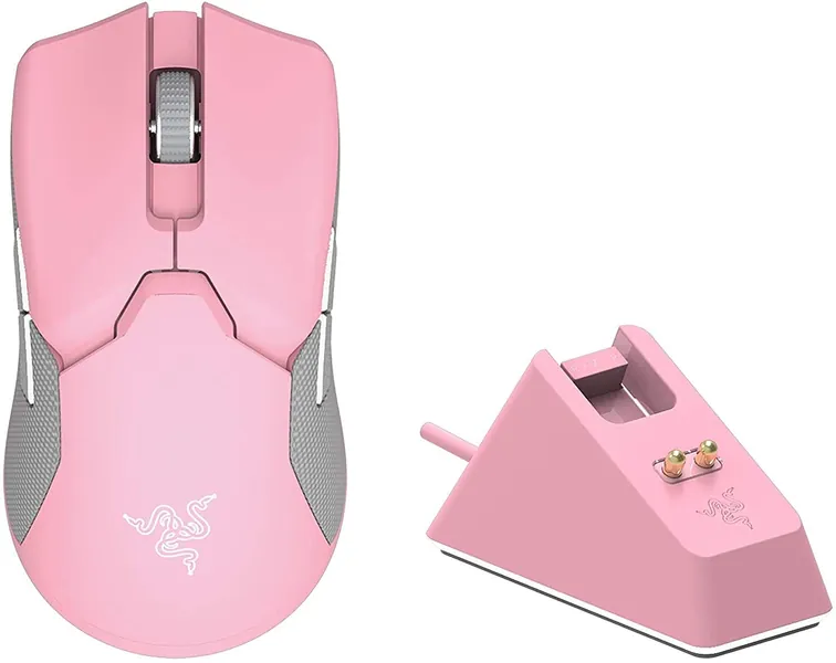Razer Viper Ultimate Quartz Pink Wireless Gaming Mouse, Pink, High Speed Wireless, Lightweight, 20.6 oz (74 g), Focus+ Sensor, 20000DPI, Optical Switch, 8 Buttons, Charging Stand Included, Chroma RZ01-03050300-R3M1