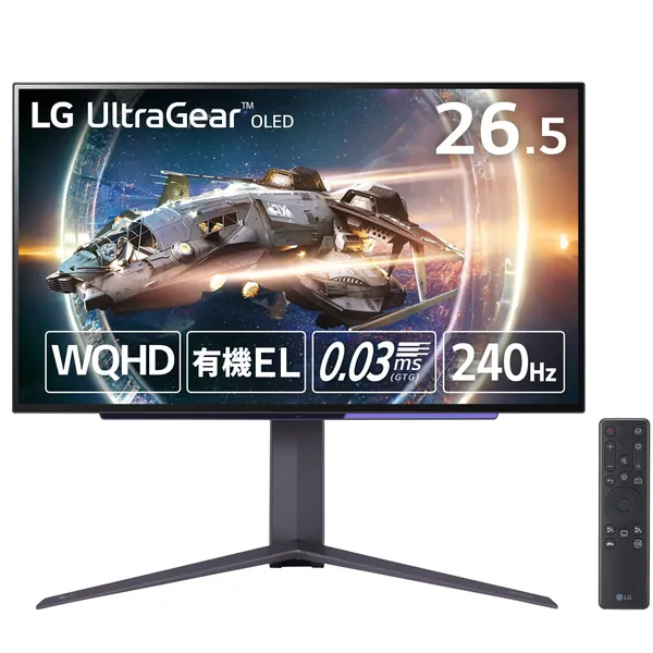 LG Gaming Monitor UltraGear 27GR95QE-B 26.5" OLED WQHD (2560 x 1440)@240Hz / Anti-Glare / 0.03ms (GTG) / DCI-P3 98.5% / G-SYNC Compatible, Freesync Premium/HDMI x 2,DP