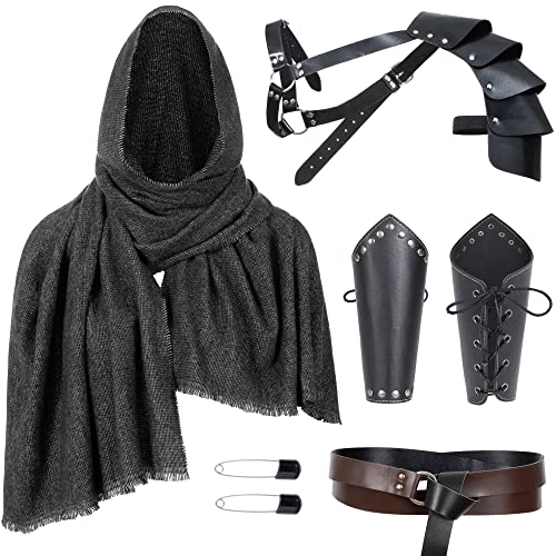Medieval Knight Leather Belt Shawl Men Renaissance Half Shoulder Cape Scarf Buckle Bracers Retro Accessories(Type15) - One Size - Type15