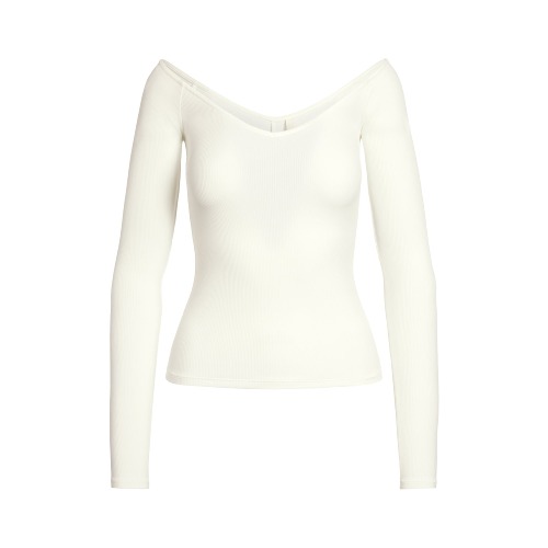 SOFT LOUNGE OFF THE SHOULDER TOP | MARBLE | XXS