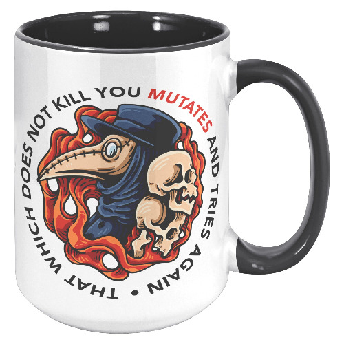 "Plague Doctor" 15 oz Color Accent Mug - Black