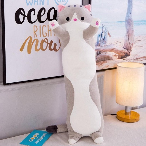 Long Cat Body Pillows - 90cm / Gray