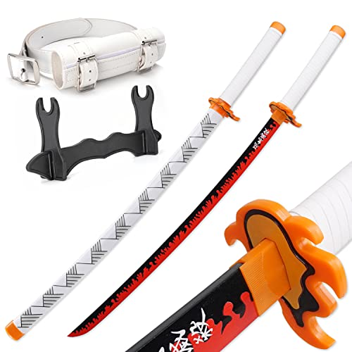 Zisu Demon Slayer Sword, About 41 inches, Hashira Pillars & Protagonist Katana for Cosplay Purpose, Anime Original Texture - Red - Rengoku
