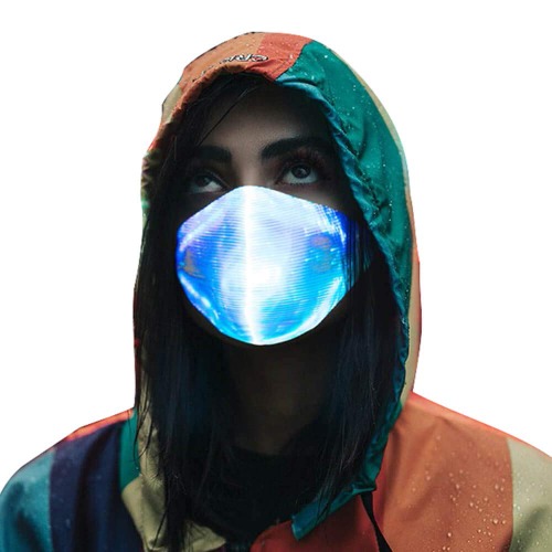 Light Up Rave Mask, Led Mask 7 Colors Changing, Luminous Rechargeable Festival Accessories for Halloween Christmas - White