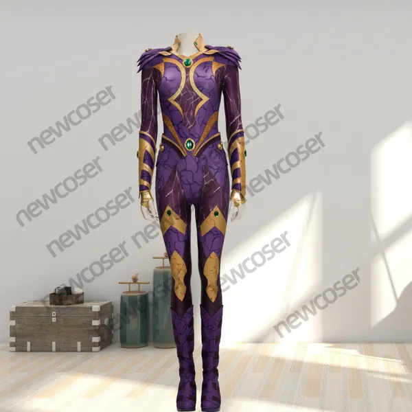 Starfire Cosplay Costume Titans Season 3 Princess Koriand'r Jumpsuit Purple Zentai Suits Women Starfire Bodysuit Costumes