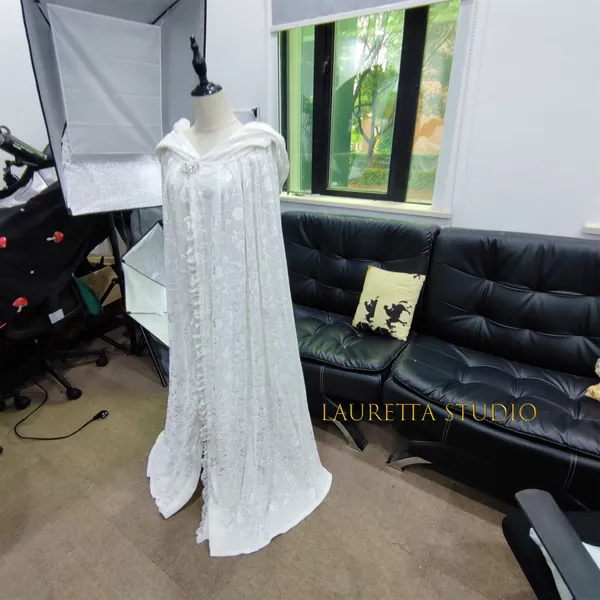 Galadriel dress Lord of the Rings fairy elf dress Galadriel Cosplay Costume Cape White Velvet Hooded Cape Renaissance Clothing Bridal Cape