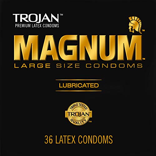 TROJAN Magnum Lubricated Large Condoms, Comfortable and Smooth Lubricated Condoms for Men, America’s Number One Condom, 36 Count Pack - 36 Count (Pack of 1)