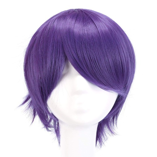 MapofBeauty Fashion Short Straight Cosplay Costume Wig (Purple) - Purple