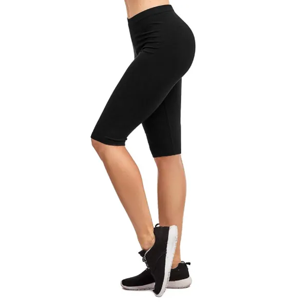 I&S Women's Knee Length Cotton Biker Shorts Leggings Walking Exercise Workout Yoga Boyshorts Activewear