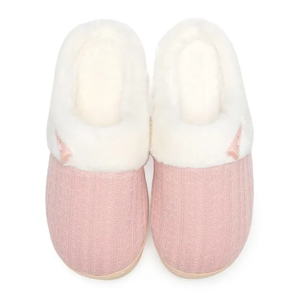 NineCiFun Women's Slip on Fuzzy House Slippers Memory Foam Slippers Scuff Outdoor Indoor Warm Plush Bedroom Shoes with Faux Fur Lining