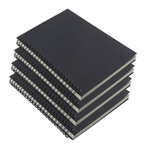 Lot de 4 blocs-notes à spirales A5 avec couverture kraft pour carnet de croquis, 100 pages, 50 feuilles, couverture kraft vierge, carnet de croquis pour mémos, peinture, prise de notes et graffiti