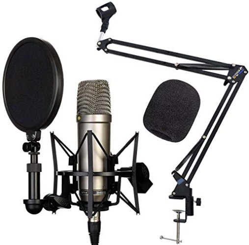 Rode NT1-A Kit microphone à condensateur + bras articulé Keepdrum NB35 + coupe-vent WS02