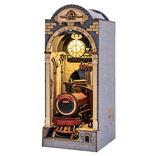 Rolife Puzzle 3D Bois Maquette DIY Livre Nook Maquette Kits pour Étagère Serre-Livres Décor avec Meubles et Accessoires, Time Travel - Time Travel
