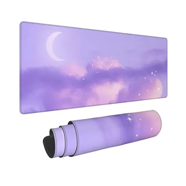 Purple Pastel Clouds Mouse Pad XL Large Gaming Mouse Pad Long Desk Pad Pastel Desk Accessories, 31.5 X 11.8 Inch