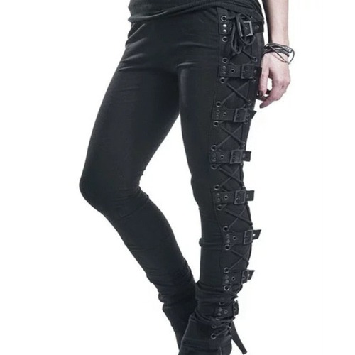 'Creepshow' Black Grunge Goth Alt Buckle Pants - Black / M