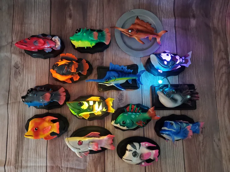 Fish Plaques - ALL FISH - Sea of Thieves Inspired - Light Up Option - Prop - For Display or Gift