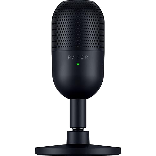 Razer Seiren V3 Mini USB Microphone: Condenser Mic - Supercardioid Pickup Pattern - Tap-to-Mute Sensor with LED Indicator - Shock Absorber - Ultra Compact - PC, Discord, OBS Studio, XSplit - Black - Black