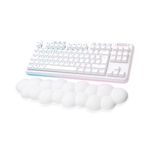 Logitech G G715 Wireless Mechanical Gaming Keyboard with LIGHTSYNC RGB Lighting, LIGHTSPEED, Tactile Switches (GX Brown) and Keyboard Palm Rest, PC and Mac Compatible - White Mist - Wireless Keyboard - Tactile Switches