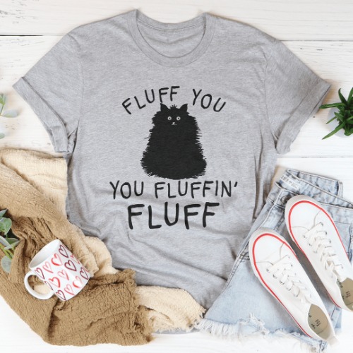 Fluff You Cat Tee - Athletic Heather / L