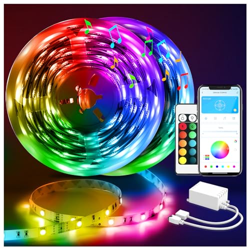 DAYBETTER Led Strip Lights 100ft Smart with App Remote Control, 5050 RGB for Bedroom, Valentine's Day Home Decoration, Music Sync Color Changing for Room Party (2 Rolls of 50ft) - Multicolor - 100FT