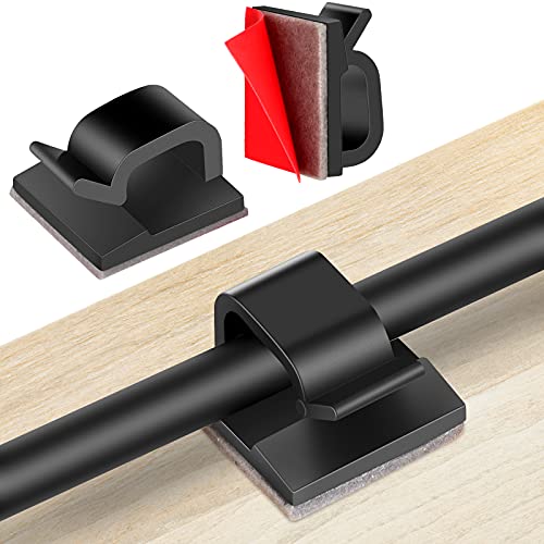 60 PCS Adhesive Cable Clips, Upgraded Wall Wire Clips for Cable Management, Strong Cord Clips Wire Holders for The Wall, Under Desk, Christmas Lights, Car, Dash Cam, Ethernet, Electric Wires Small - Small - Black
