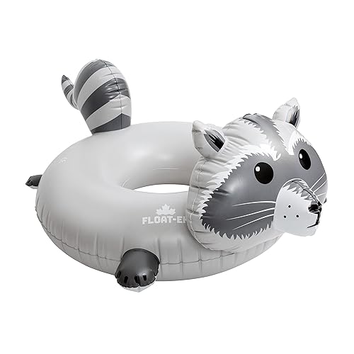FLOAT-EH Raccoon Pool Float for Adults - Beach Floats are Thick, Durable, and Vinyl Designed - Floaties Designed in Canada for Canadians