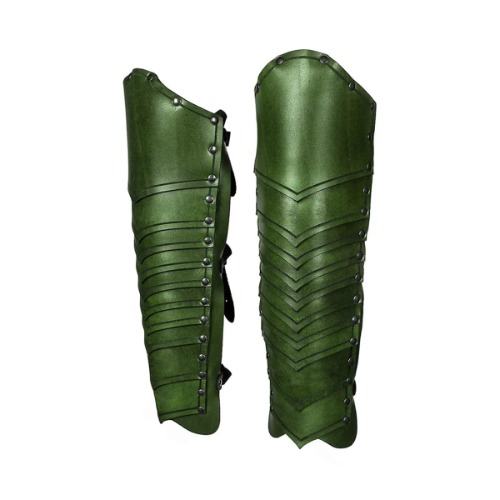 SQYDS Guêtre rétro réglable pour protège-Jambes, Boucles de Chaussures médiévales en Cuir Protège-Tibia Steampunk pour Hommes Boucle d'armure,Vert